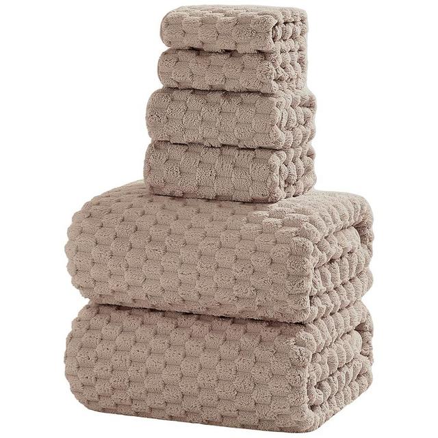 NALIVO Extra Large Bath Towel Set of 6 (40"x80"),Oversized Bath Sheet Super Soft Highly Absorbent Microfibers Quick Dry Luxury Shower Towel for Bathroom Spa Gym Hotel Yoga (Beige, 6Piece)
