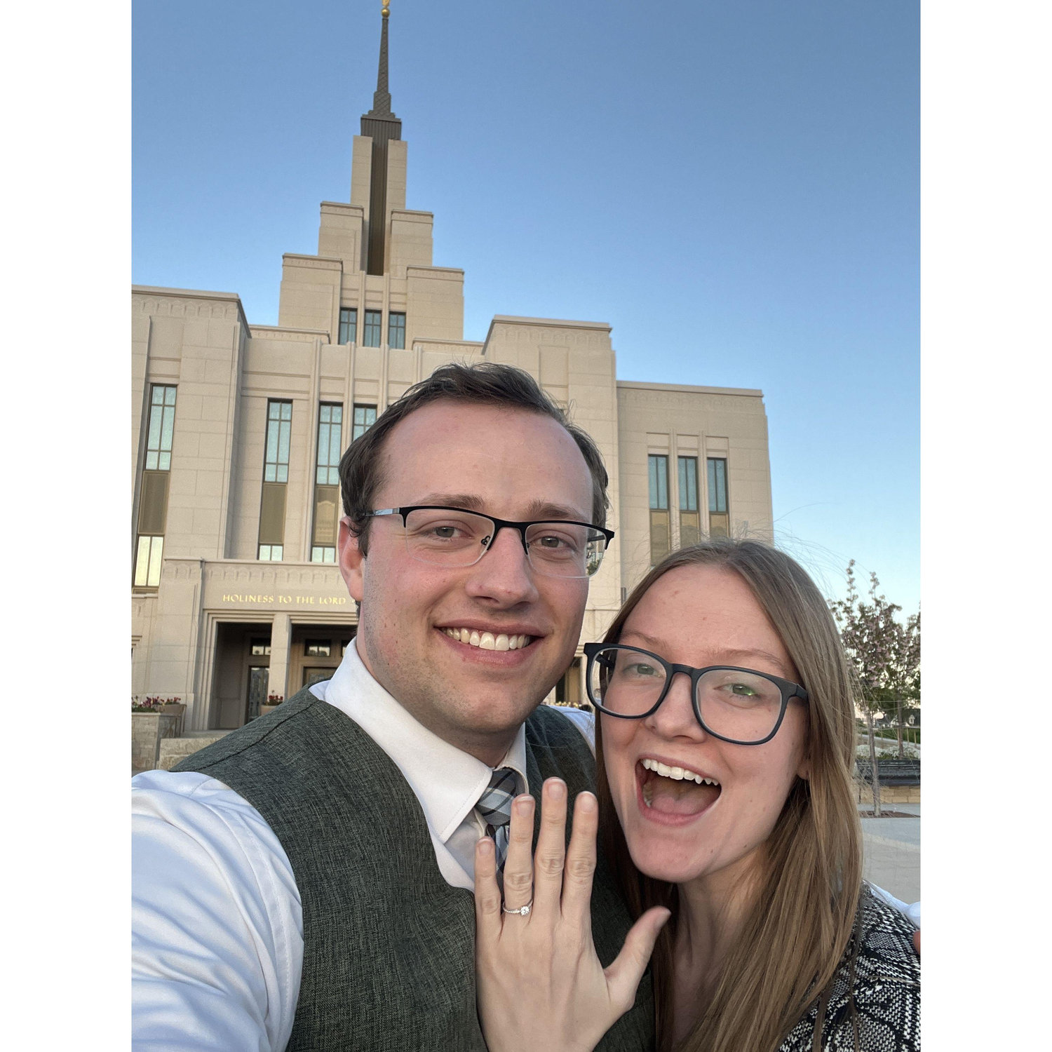 Peter proposed before an endownment session at Saratoga Springs Temple.