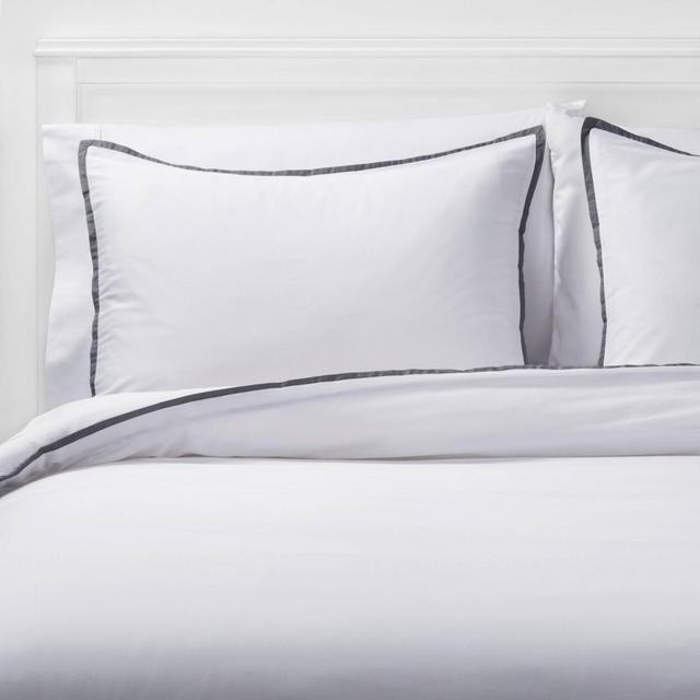 King Hotel Border Frame Comforter & Sham Set White/Gray - Threshold Signature™