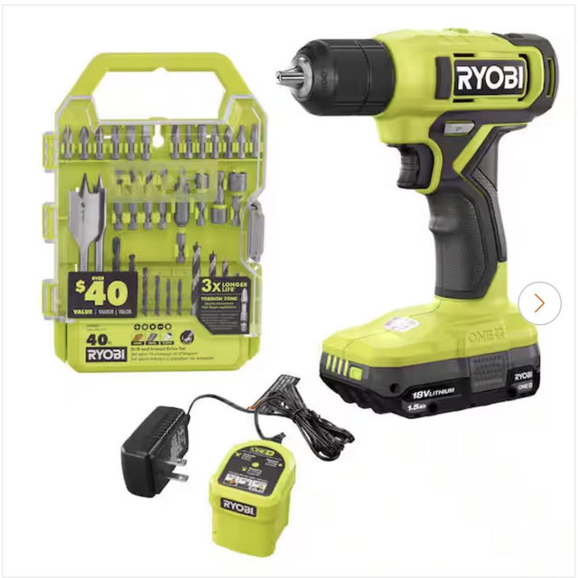 Cordless drill with bits
