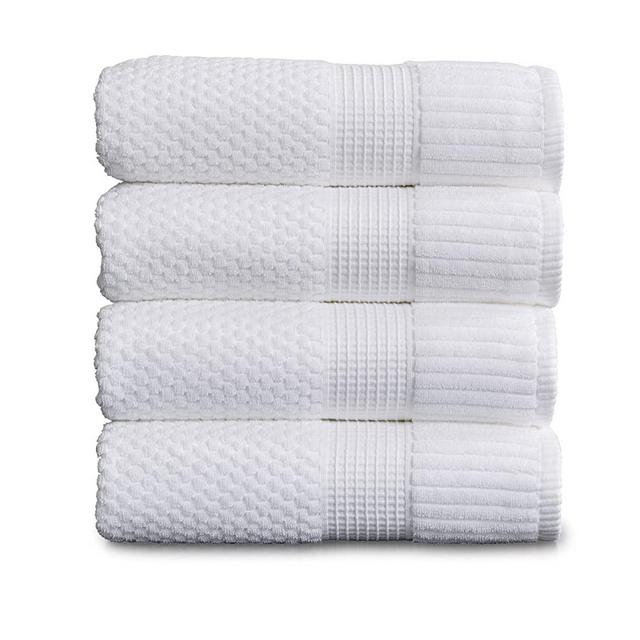 100% Cotton Bath Towel 4 Pack | Super Soft & Absorbent Quick-Dry Bath Towels 30" x 52" |Textured and Durable Cotton | Trinity Collection (4 Pack Bath Towel, Bright White)