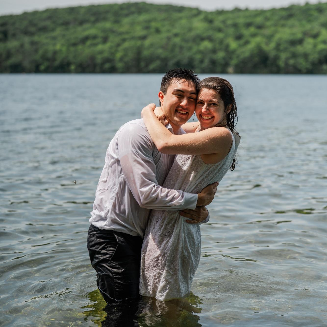 July 2025 - Engagement Photos!! Sunset Lake, Benson, VT (at Abbie’s Grammie’s lake house). Yes — we jumped in the lake at the end of our session!!
