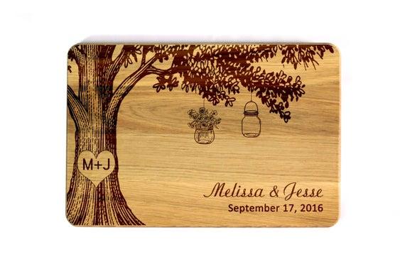 Wedding Cutting board Mason Jar Family tree Personalized Cutting Board Wedding gift custom Wedding Gift for couple Bridal Shower Gift