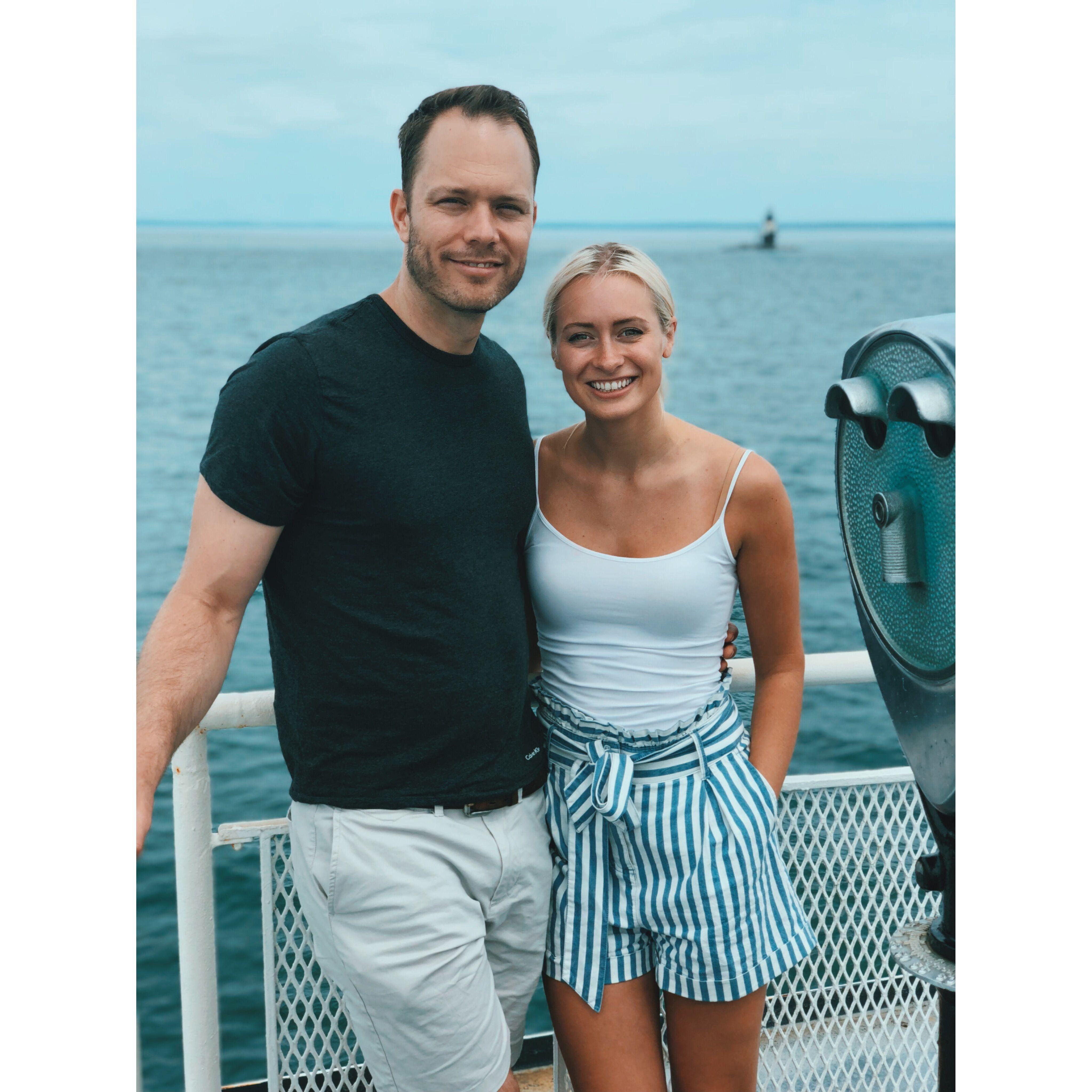 On the boat on our way to Boston as a part of Dad Petes birthday-vacation.
