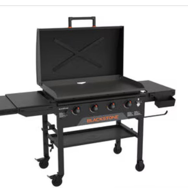Blackstone 36 in. 4-Burner Liquid Propane Gas Flat Top Griddle with Side Tables and 768 sq. in. Cooking Surface - Black