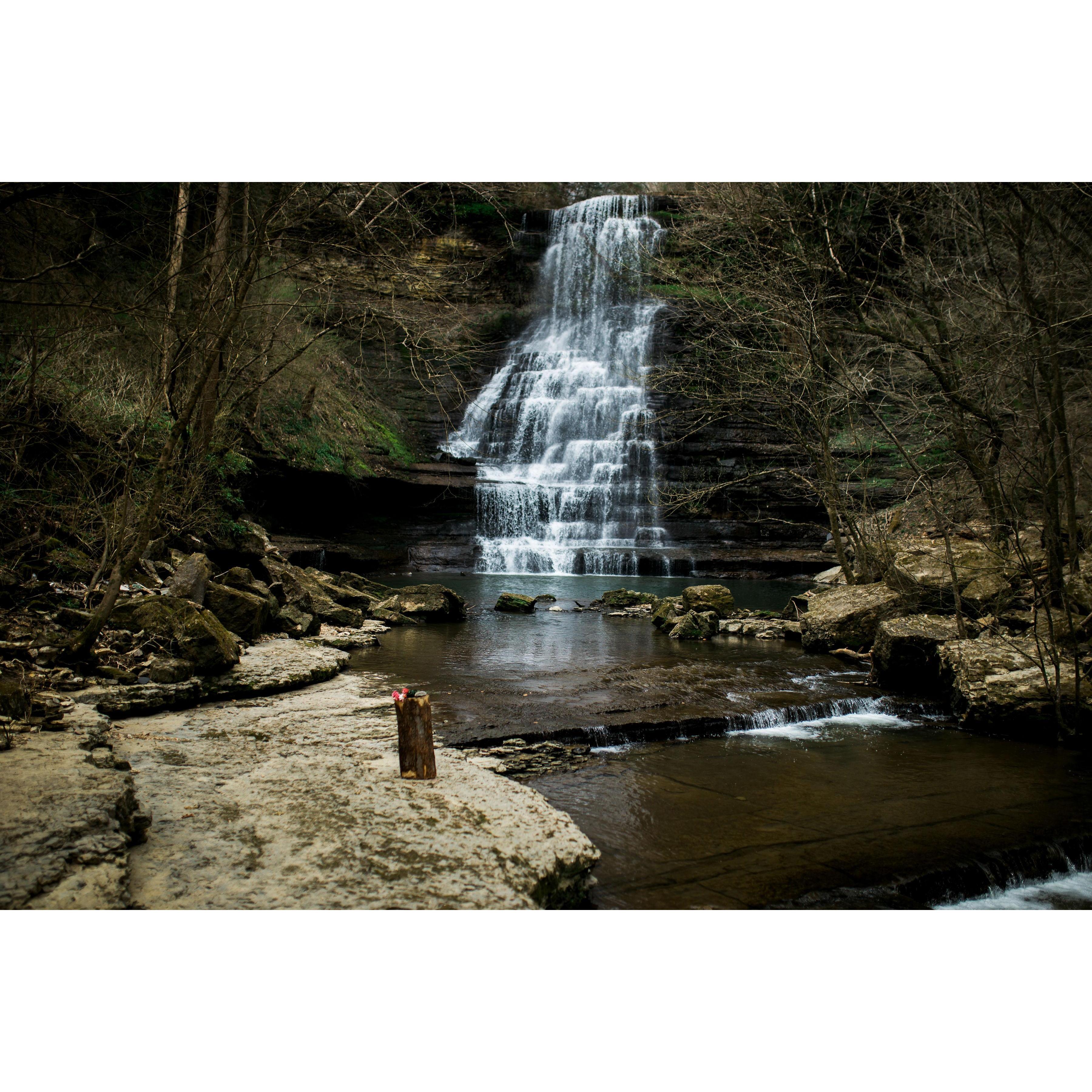 Beautiful waterfall where we got engaged in Nashville!