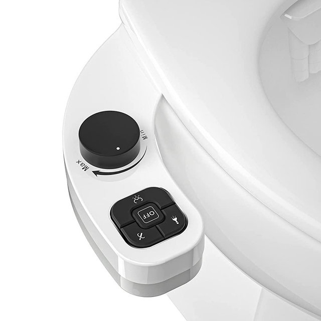 PIKETS Bidet Attachment for Toilet, Dual Nozzle (Frontal and Rear Wash) Non-Electric Fresh Water Bidet Toilet Seat Attachment with Nozzle Self Cleaning, Adjustable Water Pressure (04-Black)