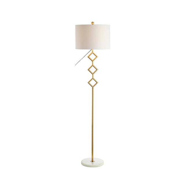 JONATHAN Y Diamante 61.5" Modern Gilt Metal with Marble Based LED Floor Lamp