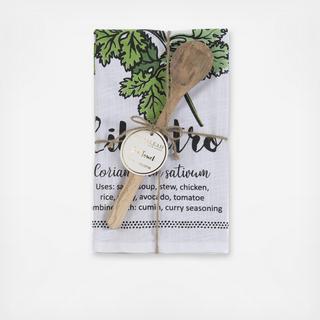 Cilantro Tea Towel With Spoon Gift Set