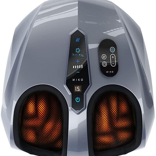 Miko Foot Massager Machine - Deep Kneading, Shiatsu, Air Compression, and Heat Therapy - Plantar Fasciitis, Diabetics, Neuropathy, Fits Up to Men Size 13
