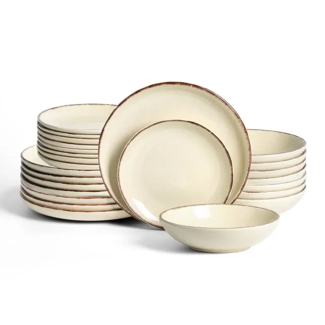 Earth & Clay 24pc Heath Stoneware Dinnerware Set Coffee