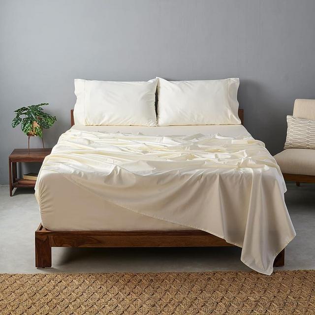 Weddingly CEA Certified 100% Giza Egyptian Cotton Sheets|4 Piece Set|Accredited Gold Seal|Deep Pocket|Extra Long Staple|Sateen Weave|5 Star Luxury|High Fabric Strength,Uniform &Soft| (Queen,Ivory)