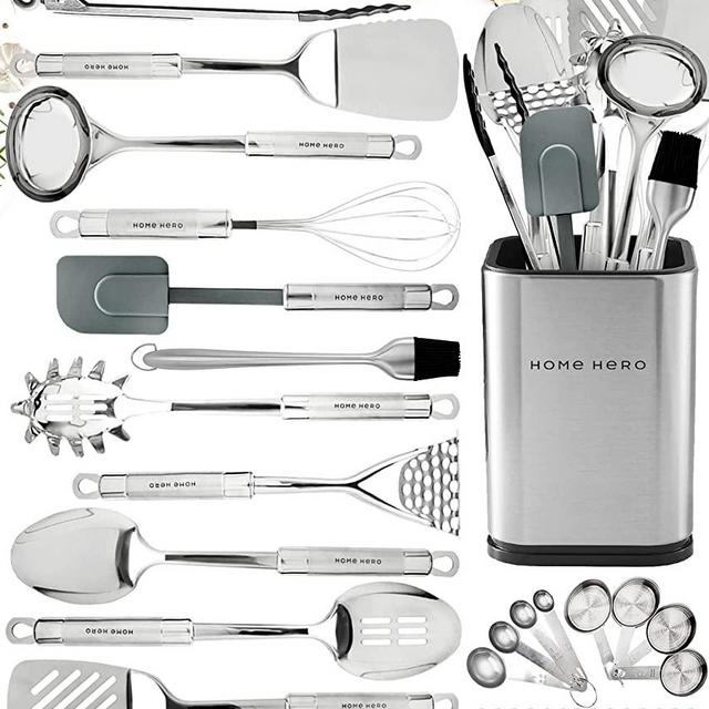 Kitchen Utensils Set 32 Pc - Stainless Steel Cooking Utensils Set, Kitchen Utensil Set, Kitchen Utensils Set With Holder, Kitchen Tool Set, Kitchen Tools Set, Utensil Sets, Kitchen Tools, Utensils Set