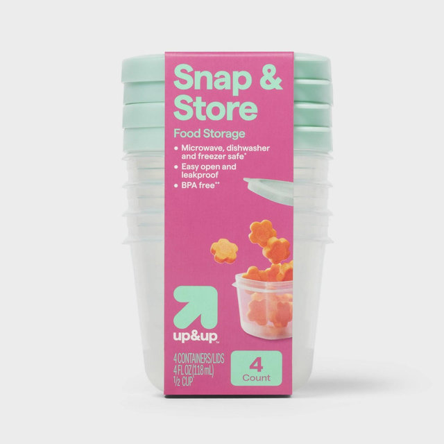Mini Square Half Cup Food Storage Containers - 4 fl oz/4pk - up&up™