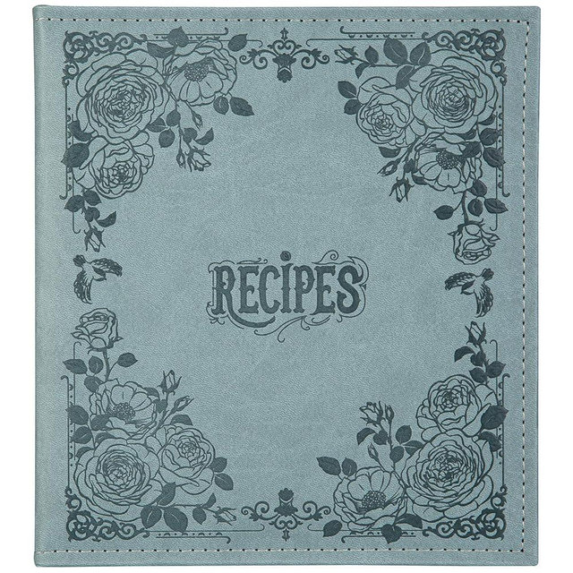 COFICE Recipe Binder – 8.5x9.5 Recipe Ring Binder with PU Faux Leather Cover, 4x6 Cards and Tabbed Dividers, Aquamarine