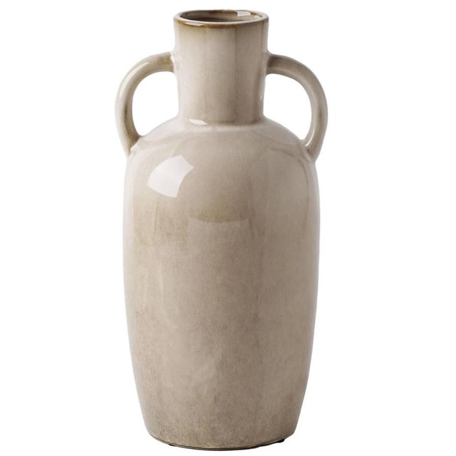 VICTOR & TERESA Beige Vase for Flowers, 11'' Decorative Ceramic Vases for Home Decor, Boho Vases for Pampas Grass, Table, Centerpieces, Mantel, Living Room, Aesthetic Room Decor, Gifts for Her