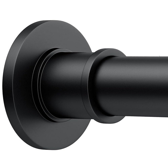 BRIOFOX Shower Curtain Rod Adjustable 18-78 Inch, No Drilling Non Slip Stainless Steel Spring Tension Curtain Rod for Window or Bathroom, Matte Black