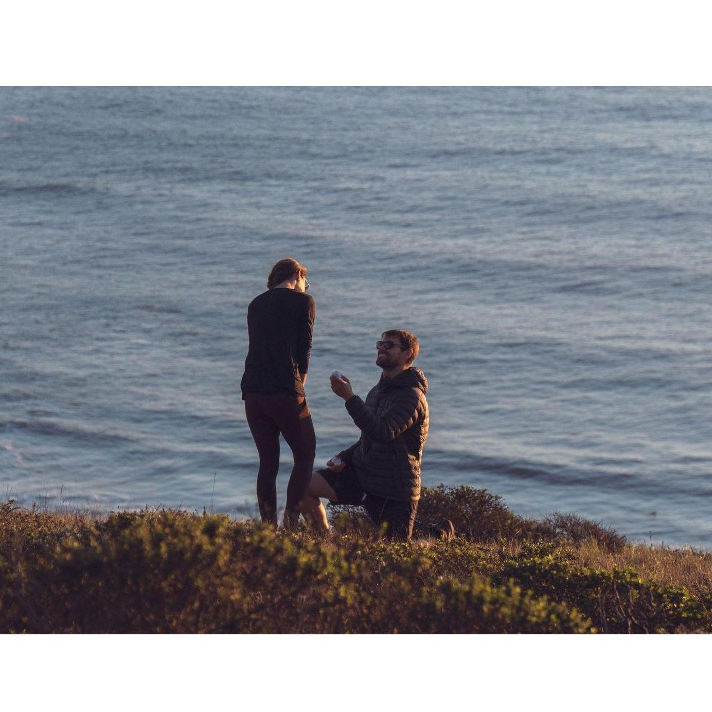 Mike got down on one knee above Rodeo Beach on 12-29-20