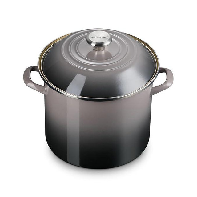 Le Creuset Enamel on Steel Traditional Stockpot, 10 qt., Oyster with Stainless Steel Knob