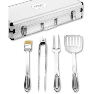 All-Clad Stainless Steel 4-Piece BBQ Tool Set with Case