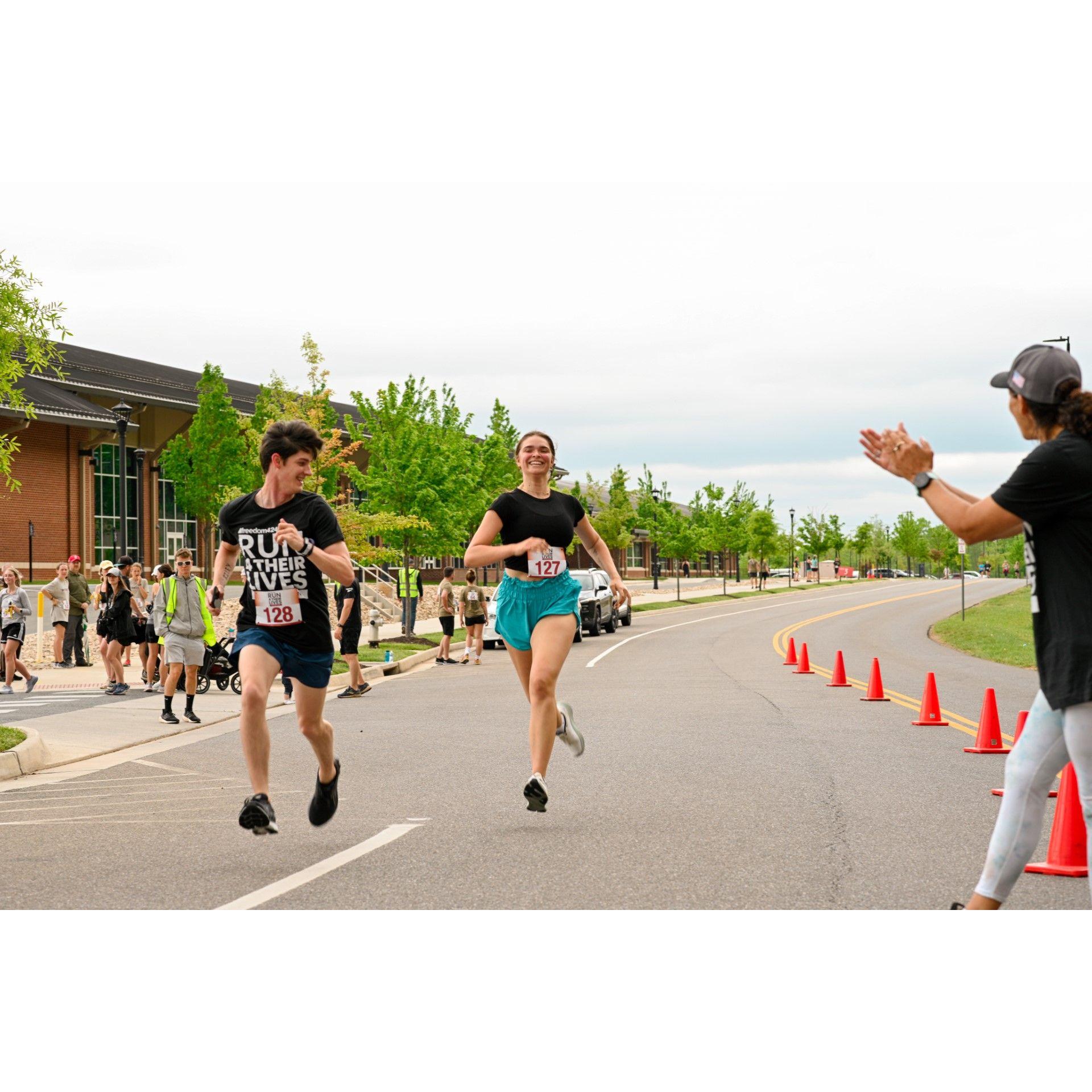Finishing the 5k race