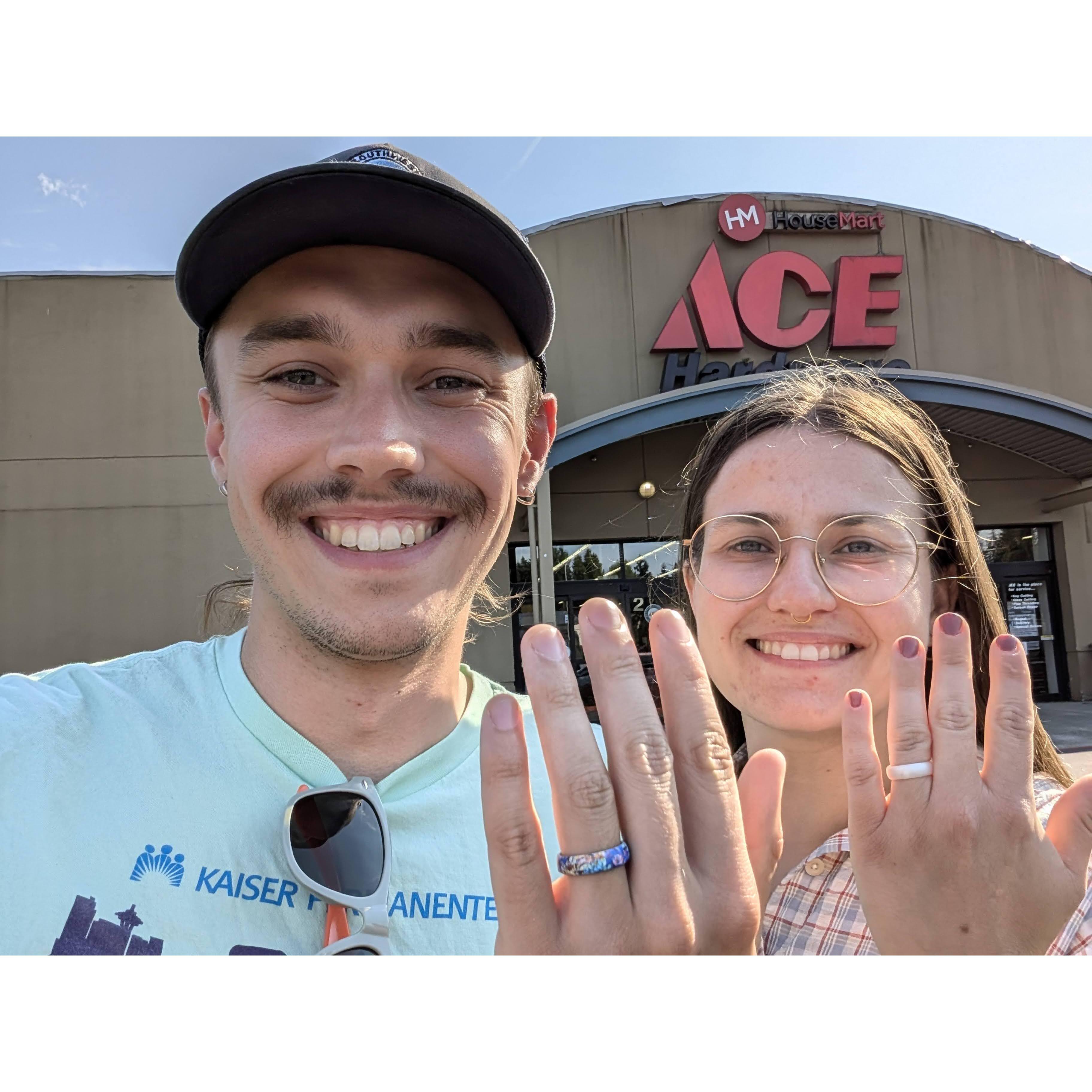 getting our silicone engagement rings from Ace Hardware