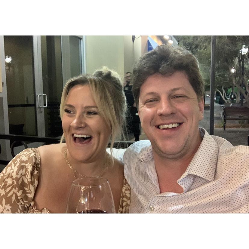 Dinner and giggles on the patio in Vegas