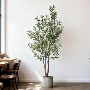 5FT Artificial Olive Tree Artificial Olive Plants, Tall Faux Olive Tree Faux Silk Plant Fake Plant Ultra-Realistic Silk Leaves & Natural Trunk Indoor Outdoor Use