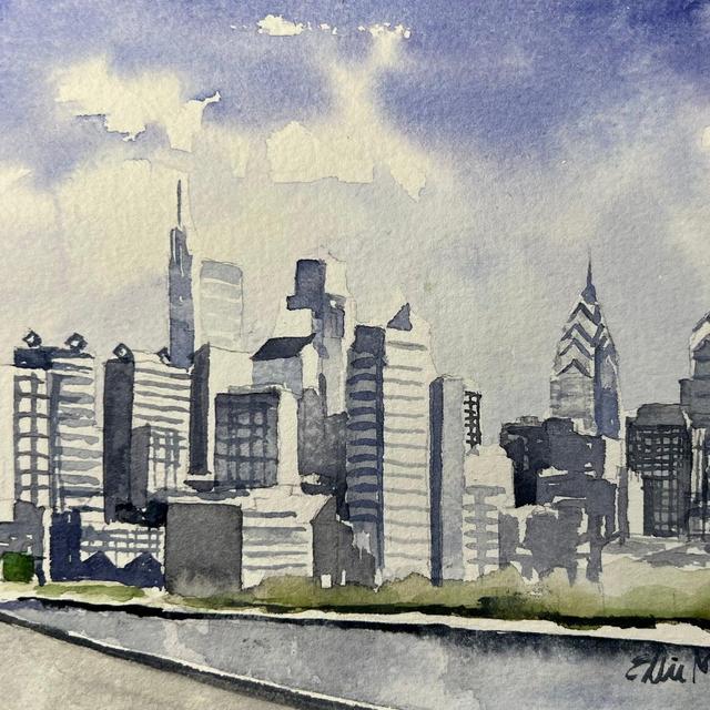 Small Skyline 5x7 Watercolor