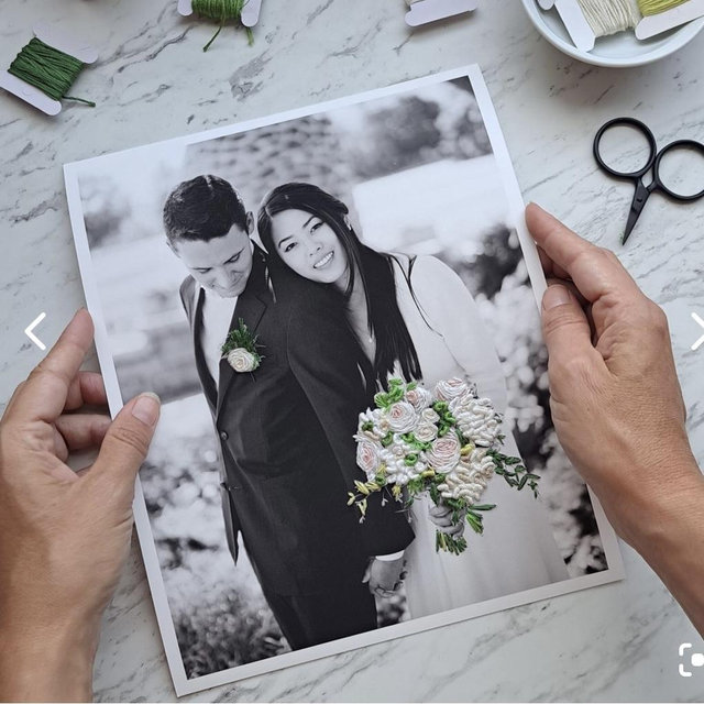 Hand Embroidered Wedding Photo