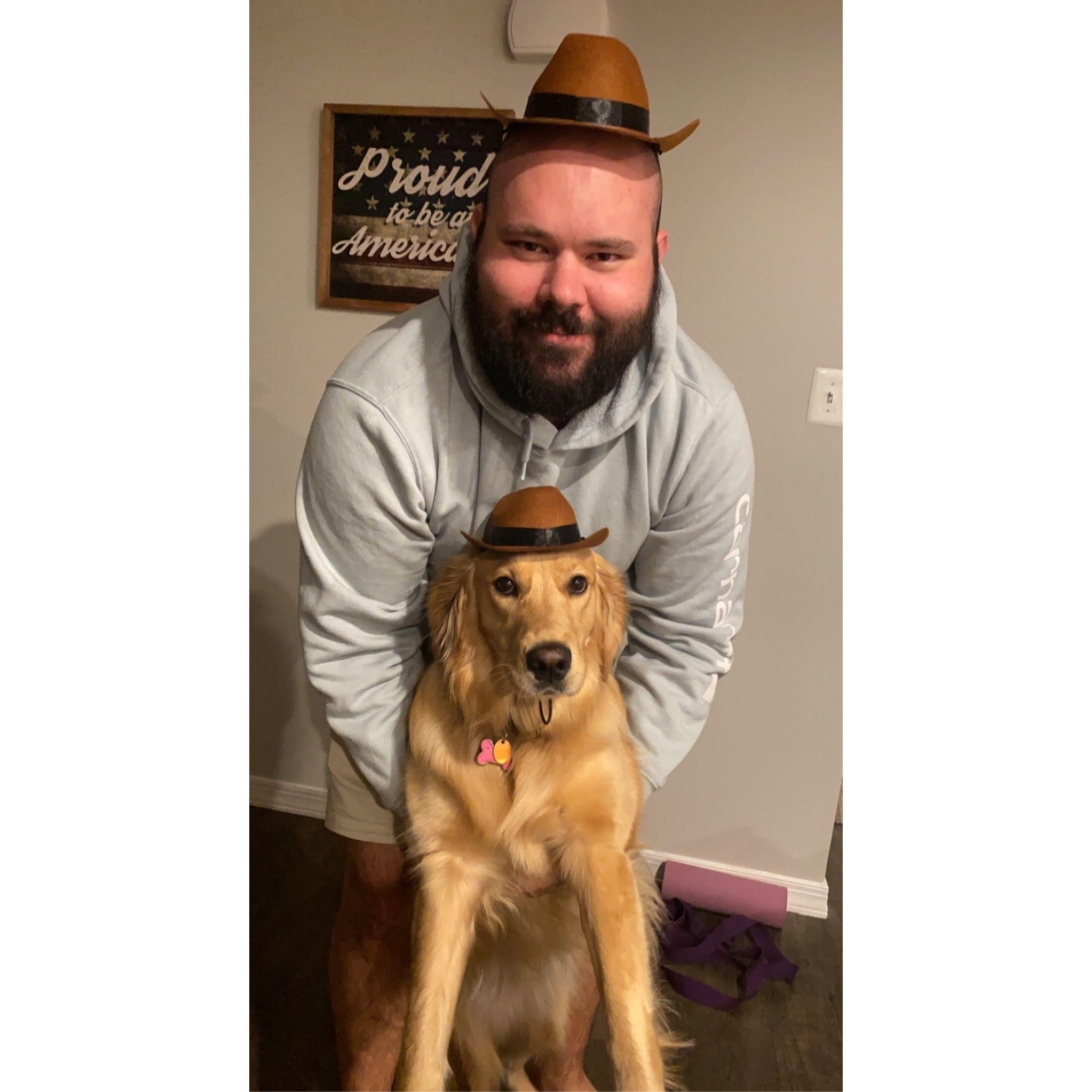 Darby and Dad practicing for Halloween October 2022
