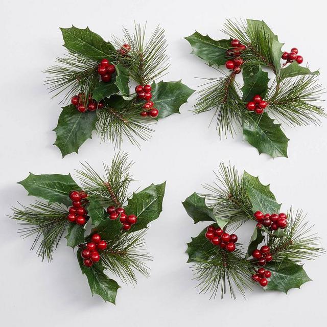 Botanical Evergreen Napkin Rings, Set of 4