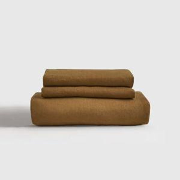 European Linen Fitted Sheet Set - Tobacco, King