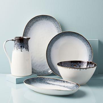 Medium Platter Reactive Glaze Serveware - Black/White