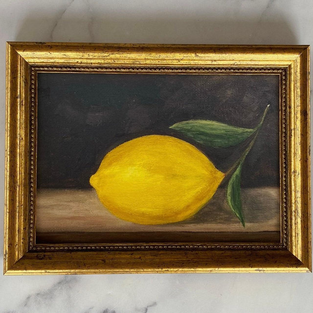 LEMON #12 Art Print - Unframed Oil Painting Print - Still Life Original Art - Small Still Life Painting - Lemon Art - Fruit painting