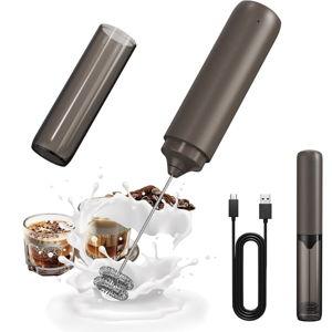 Brown CIRCLE JOY Portable Rechargeable Milk Frother Hanheld, Dual Spring Whisk Electric Coffee Frother Wand Drink Mixer for Matcha Lattes Cappuccino, Kitchen Gifts, Brown