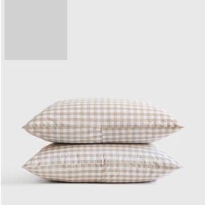 Classic Organic Percale Gingham Sham Set in Cafe
