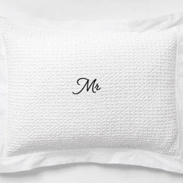 Organic Cotton Waffle Crisp White Standard Bed Pillow Sham + Reviews | Crate & Barrel