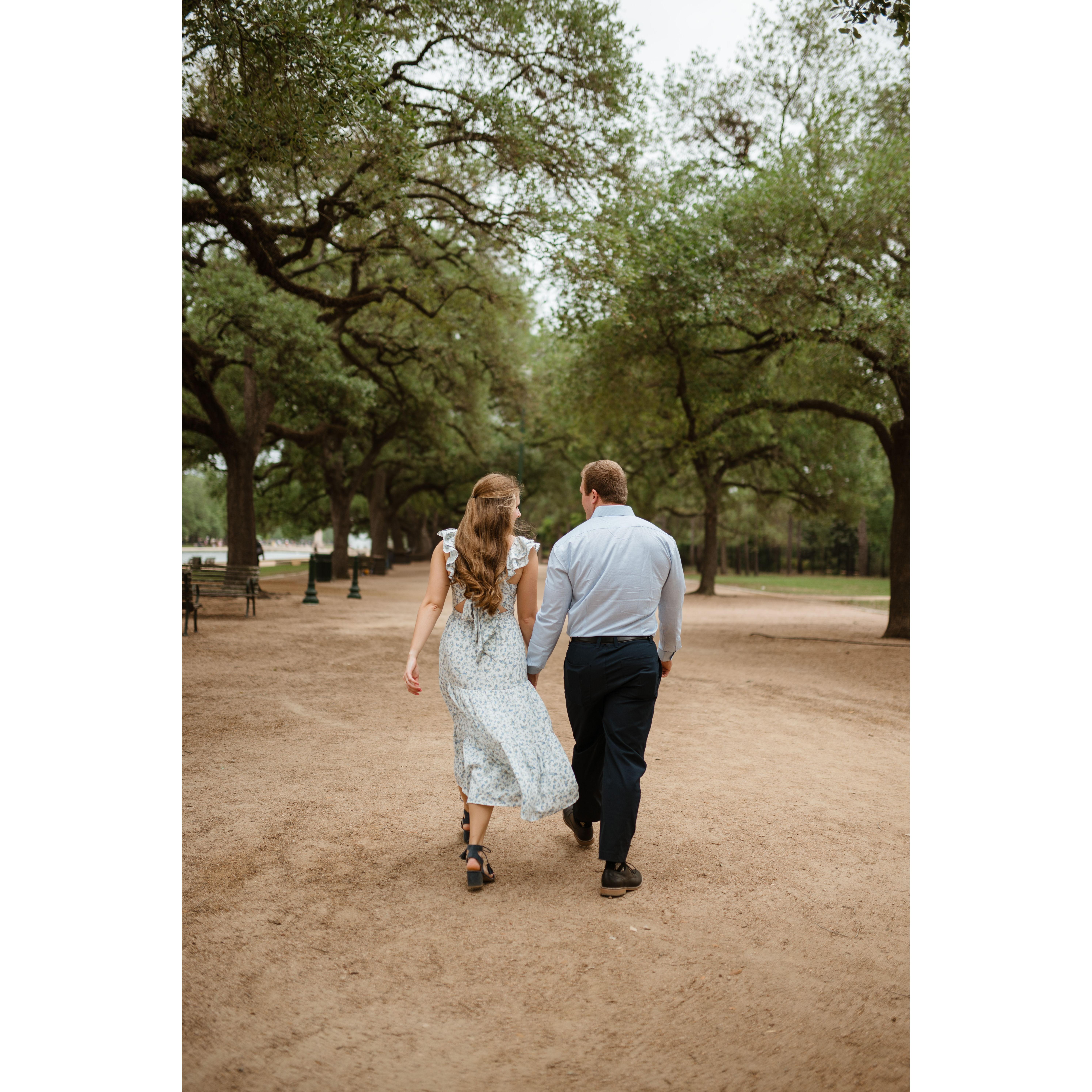 Engagement photos in Hermann park