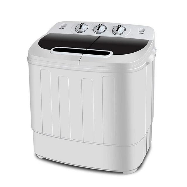 SUPER DEAL Portable Compact Mini Twin Tub Washing Machine w/Wash and Spin Cycle, Built-in Gravity Drain, 13lbs Capacity For Camping, Apartments, Dorms, College Rooms, RV’s, Delicates and more