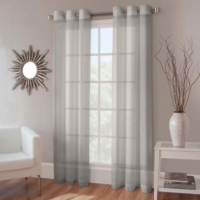 Crushed Voile 84-Inch Grommet Top Sheer Window Curtain Panel in Fog