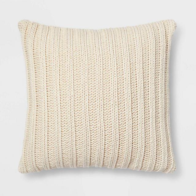 Oversized Chunky Rib Knit with Linen Reverse Throw Pillow - Threshold™