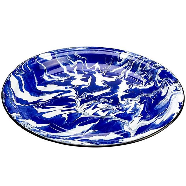 Blue Marble Enamelware 16" Platter by Home Marketplace