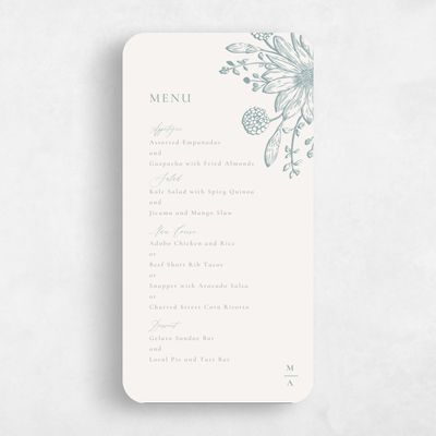 White Rounded Wedding Menu - Preciada