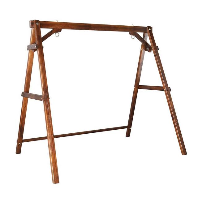 VINGLI Heavy Duty 660 LBS Wooden Swing Frame with Extra Bottom Connection Board, Upgraded A-Frame Porch Swing Bench Stand for Indoor & Outdoor (Rustic)