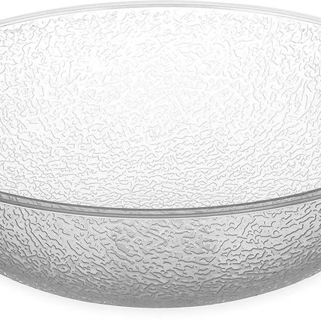 Carlisle FoodService Products CFS 721007 Round Pebbled Salad Serving Bowl, 3.1 Quart, Clear