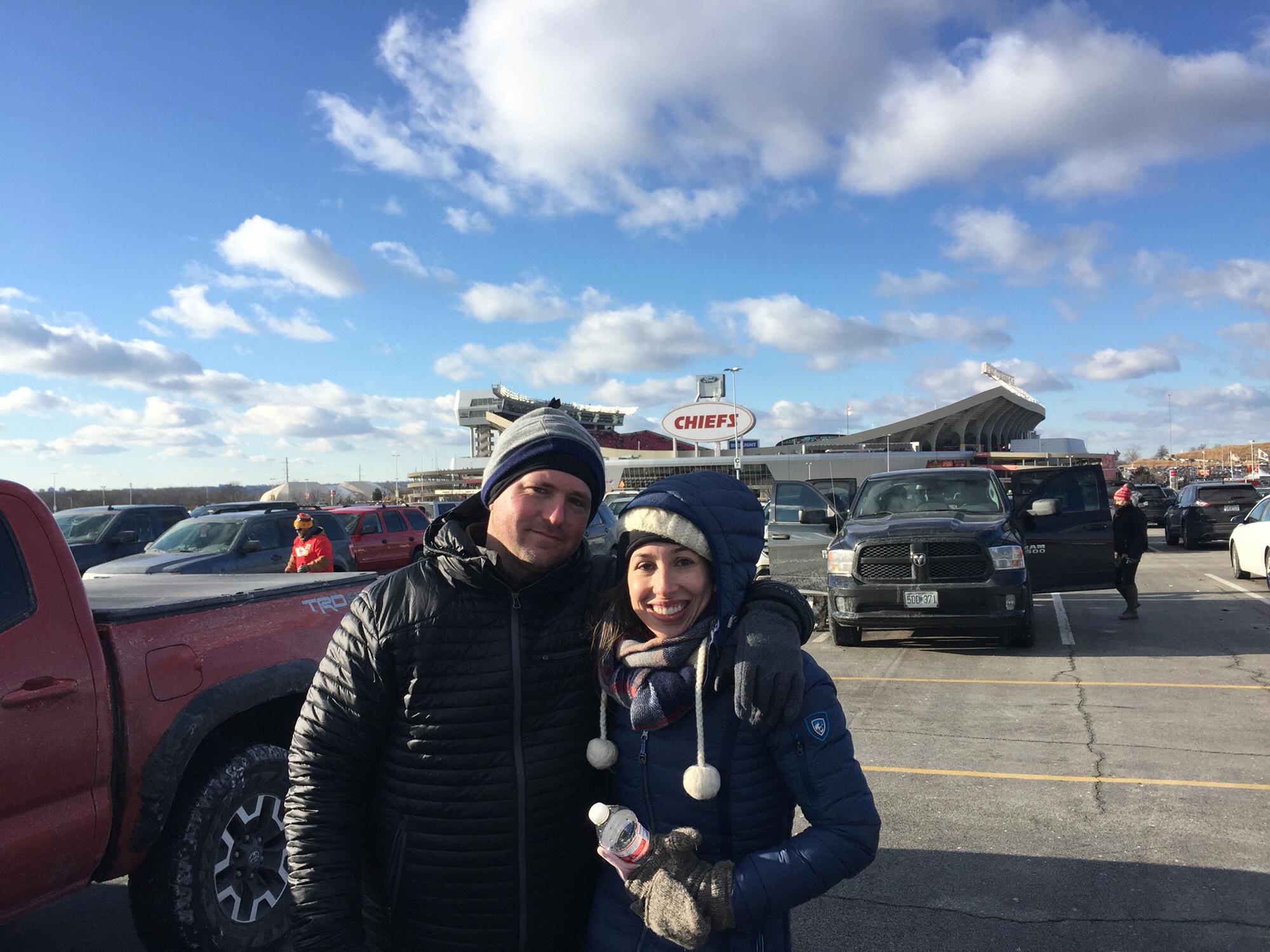 Coldest football game ever with all my cousins. Go Chiefs!