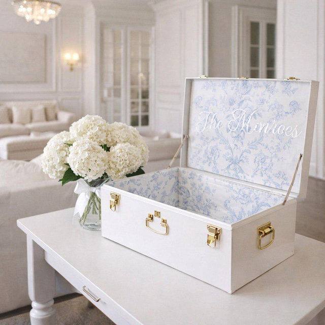 Bride Keepsake Trunk – Personalized Wedding Memory Box, Elegant Bridal Chest