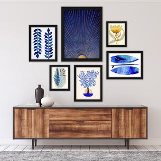 6-Piece Modern Tropical Blue Moon Gallery Wall Set