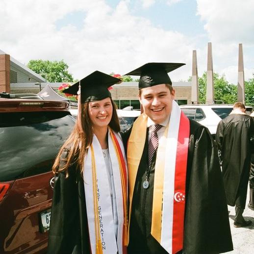 Us waiting in line to get into Hinkle Fieldhouse for Graduation in May 2024.